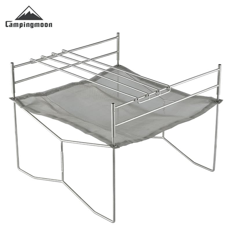 Coleman SOLO-303 Large Stainless Steel Foldable Fire Table with Storage Bag and Built-in Grill Net
