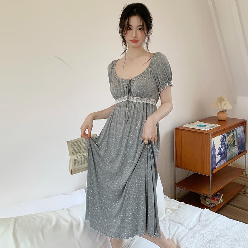 French New Style Pajamas Summer Sweet Princess Style Nightgown Short-Sleeved Modal Comfortable Cotton Home Dress