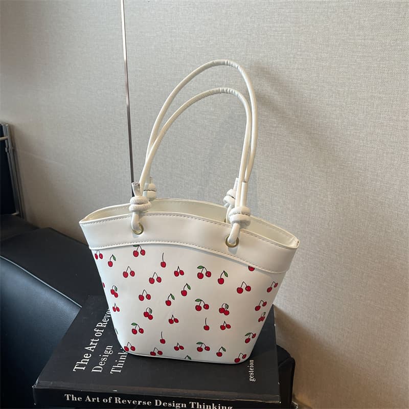 Korean-style Casual Fresh Artistic Fashion Crossbody Shoulder Bag Simple Printed Cherry 2025 Autumn New Arrival