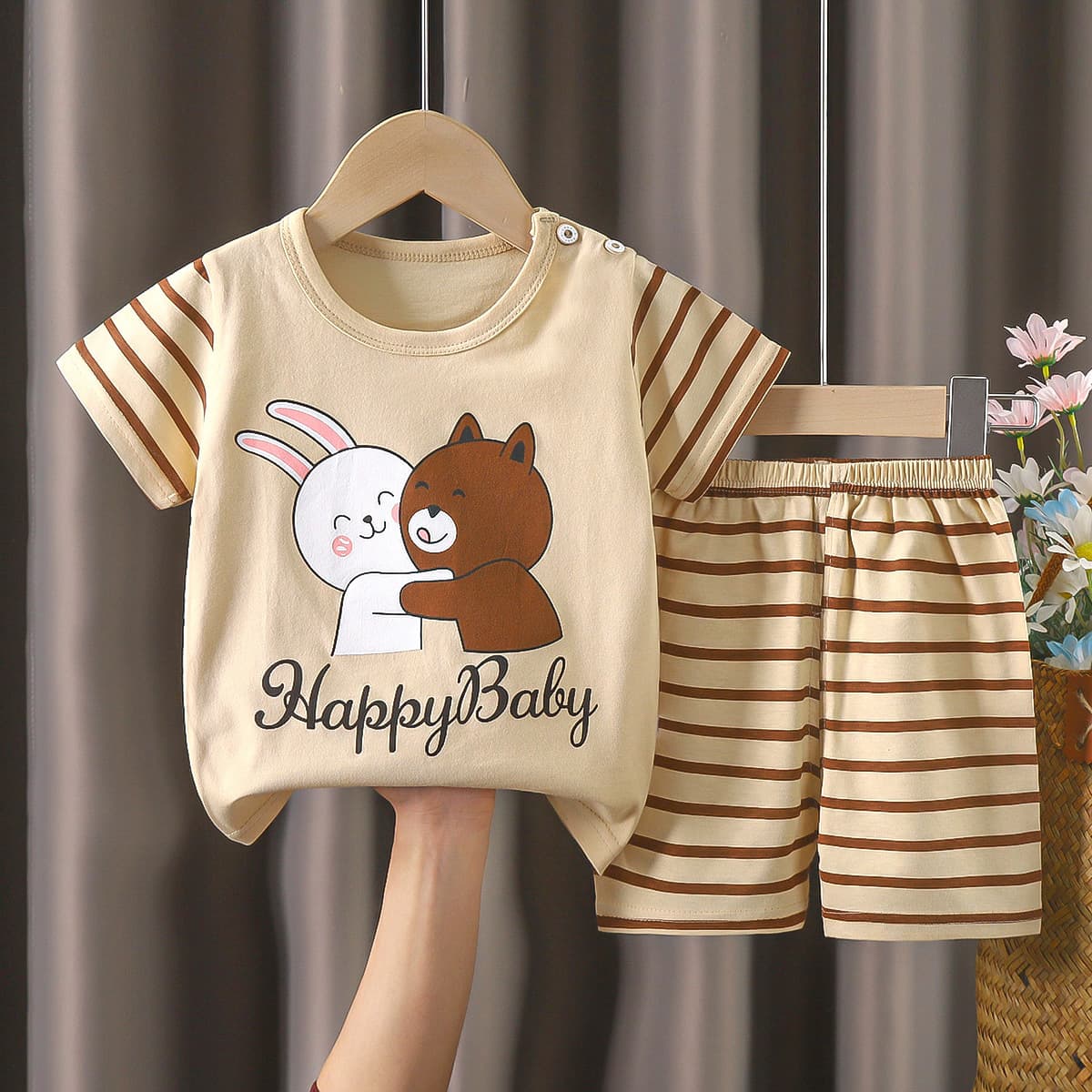 New 100% Cotton Kids Set Boys Girls T-Shirt Shorts Sport Homewear Set Drop Shipping
