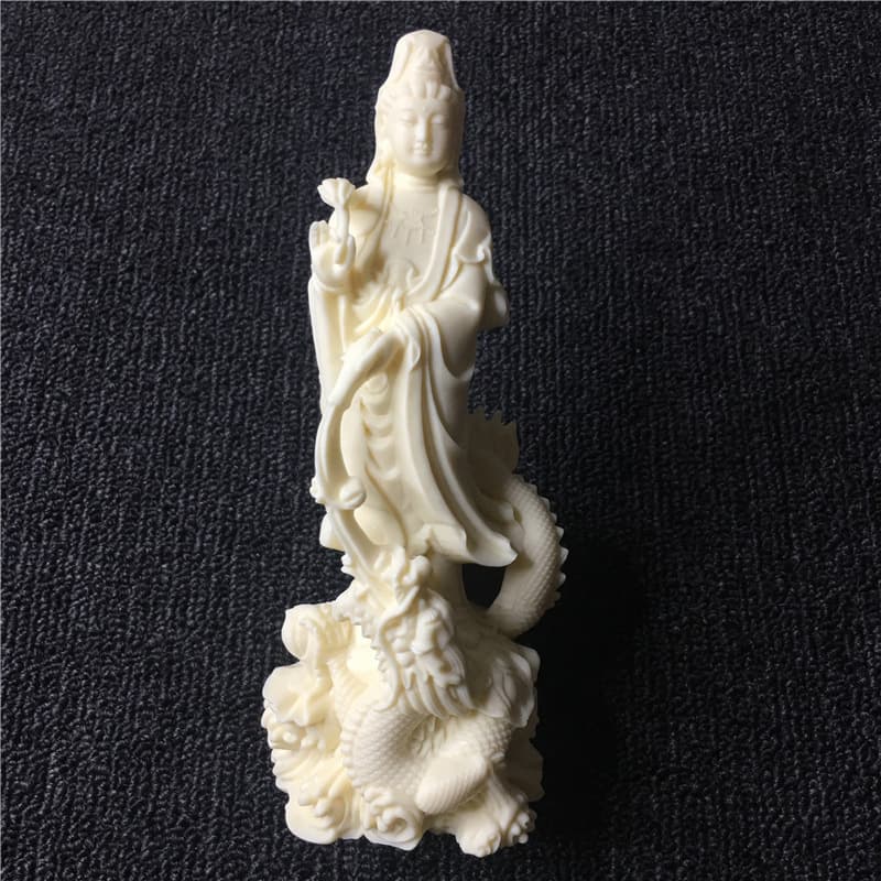 Ivory Nut Carved Dragon Guanyin Bodhisattva 6*7*17cm Home Living Room Desktop Wooden Craft Ornament
