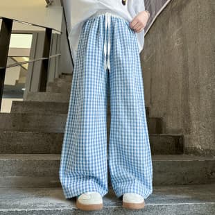 Girls Pants Summer New Style Fashionable Medium-Large Kids Dopamine Plaid Casual Pants Children Straight Leg Pants Summer Wear