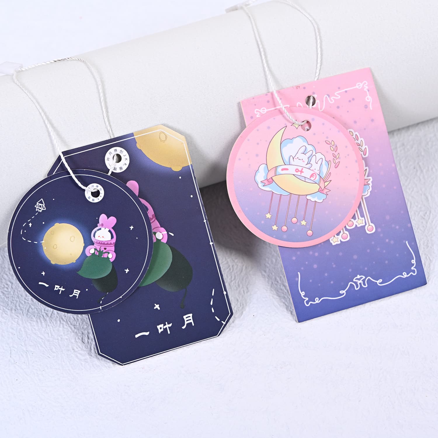 Custom hang tags for men's, women's, and children's clothing, underwear trademark orders, and printed hang cards with logo customization.