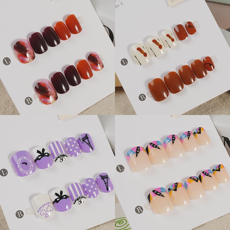 Wearable Nails Wholesale Simple White Short Manicure Pieces Girly French Polka Dot Versatile Fake Nail Patch Wearable Nails