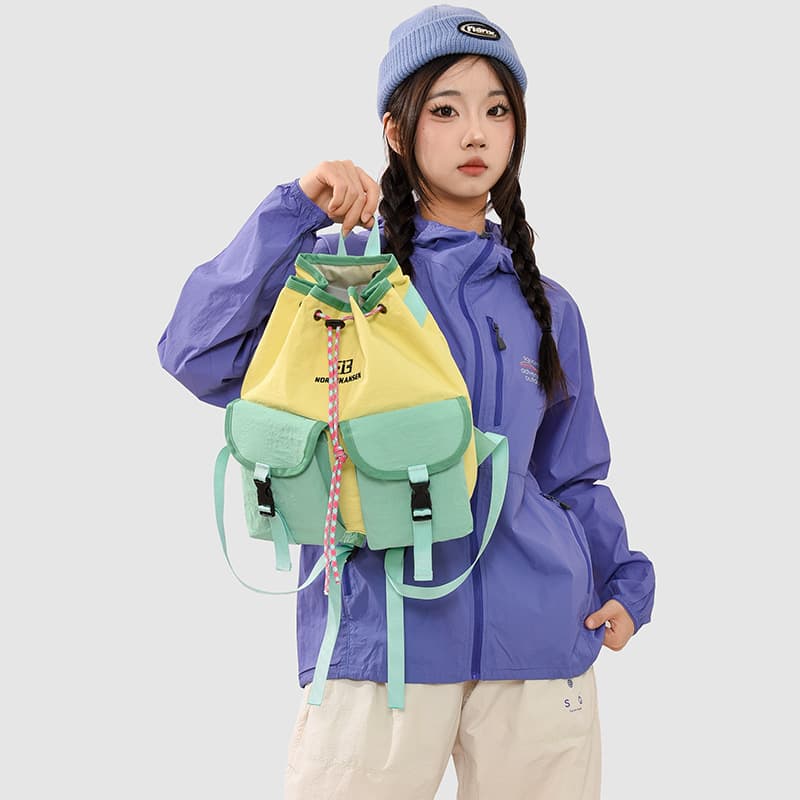 Morandi Cool-Tone Color-Block Backpack Couple Matching Summer Outdoor Travel Trendy Fashion Backpack