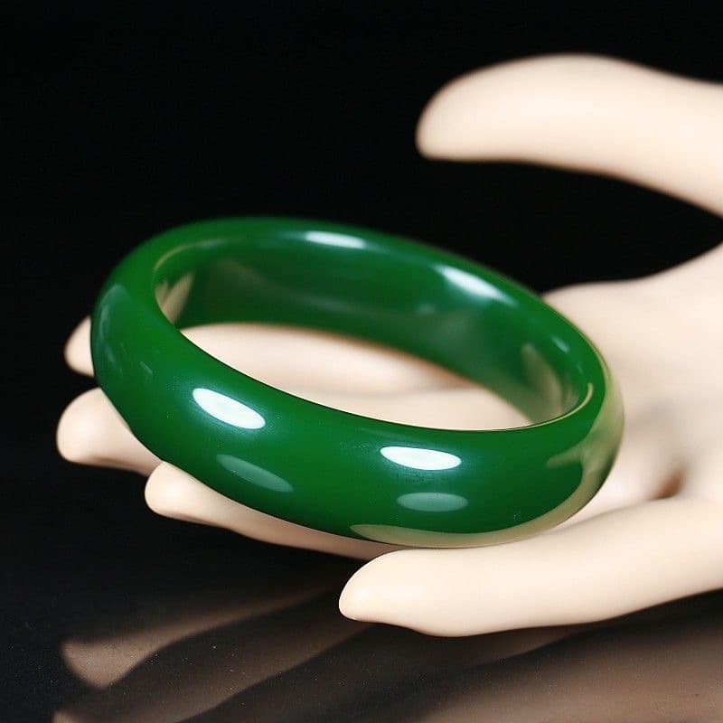 Factory Wholesale Imitation Hetian Jade Jasper Bracelet, Spinach Green Outer Mongolian Material Ladies Green Jade Bangle Gift