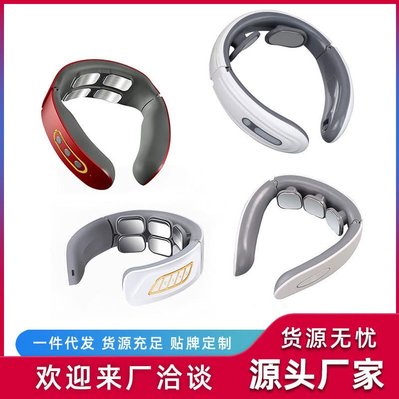 Portable cervical massager with multi-function electrotherapy and pulse heating for neck care