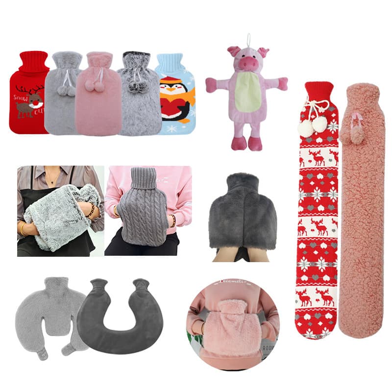 Cross-border Long Strip Rubber Hot Water Bottle Wholesale Explosion-proof Hand Warmer Plush Student Warm Bag