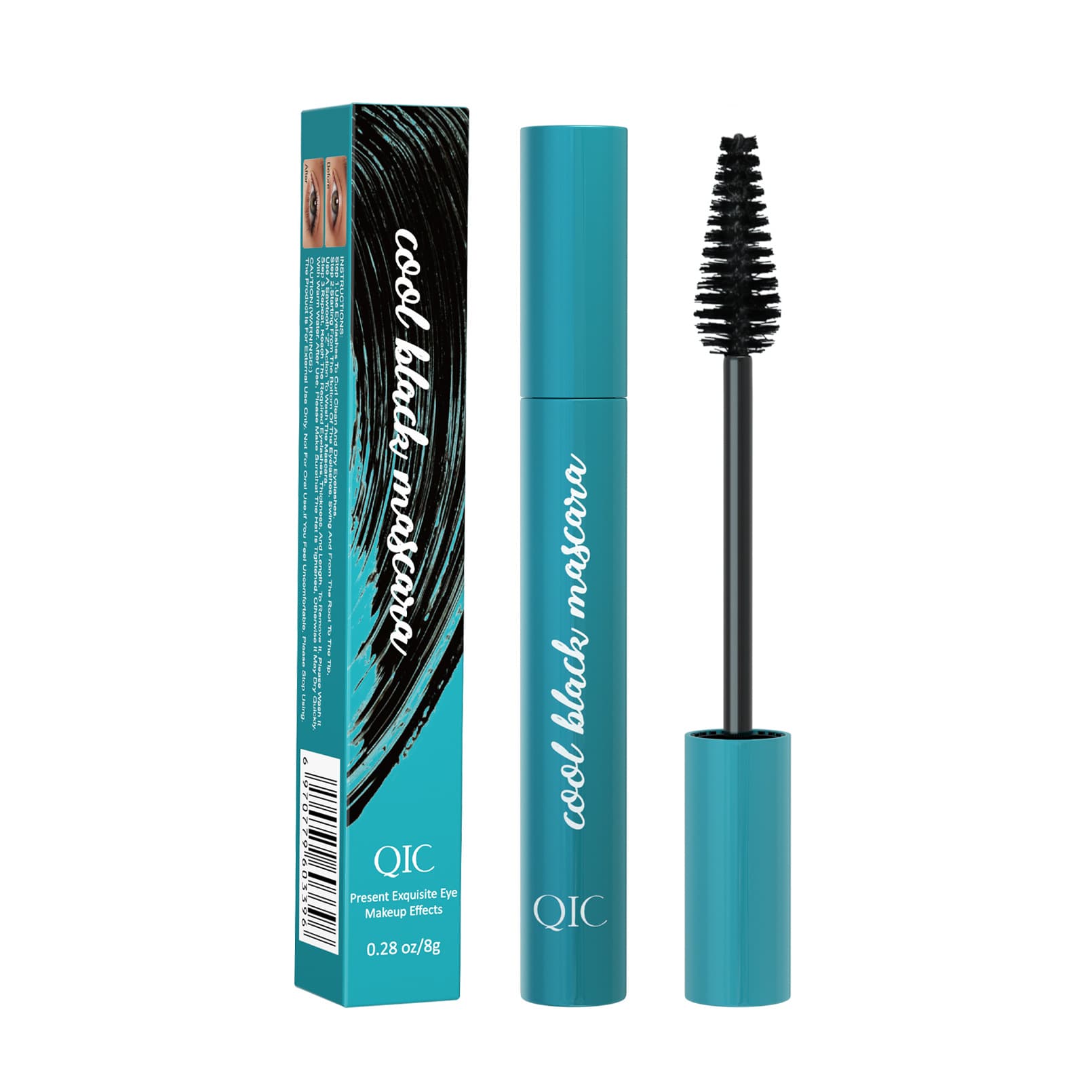 QIC Qinicai Green Mascara, Lengthening, Volumizing, Curling, Setting, Natural Long-Lasting, Smudge-Proof, Cross-Border Bestseller