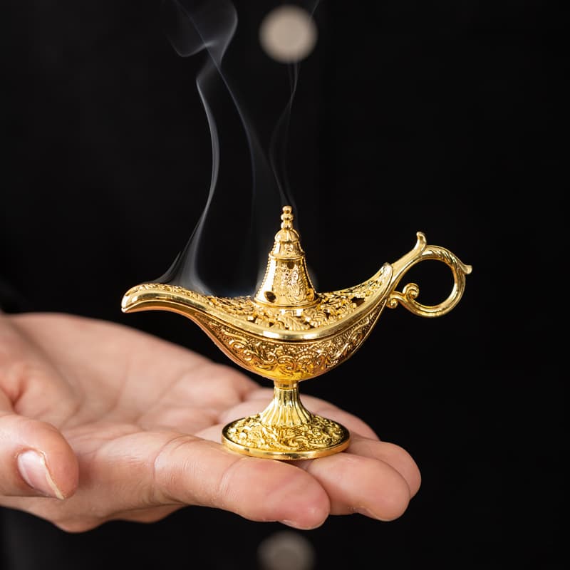 Aladdin magic lamp incense burner alloy plate incense burner non-stick powder Xiangyun goose pear tent incense sandalwood agarwood tea ceremony ornaments