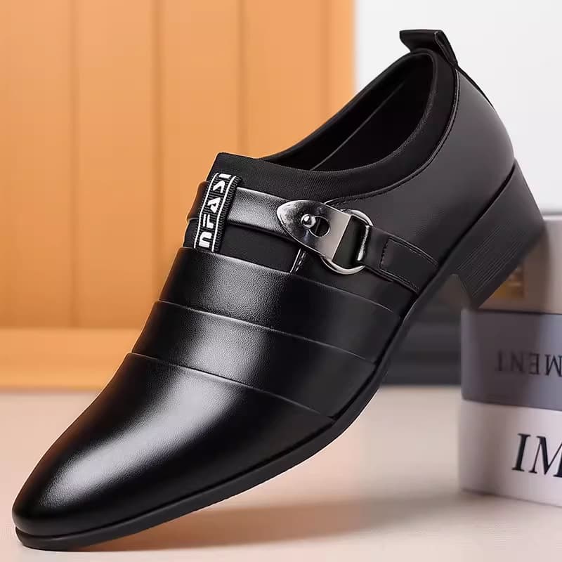 New men's leather shoes, business formal shoes, Korean style, plus size, pointed toe, wear-resistant, breathable, casual, wedding shoes