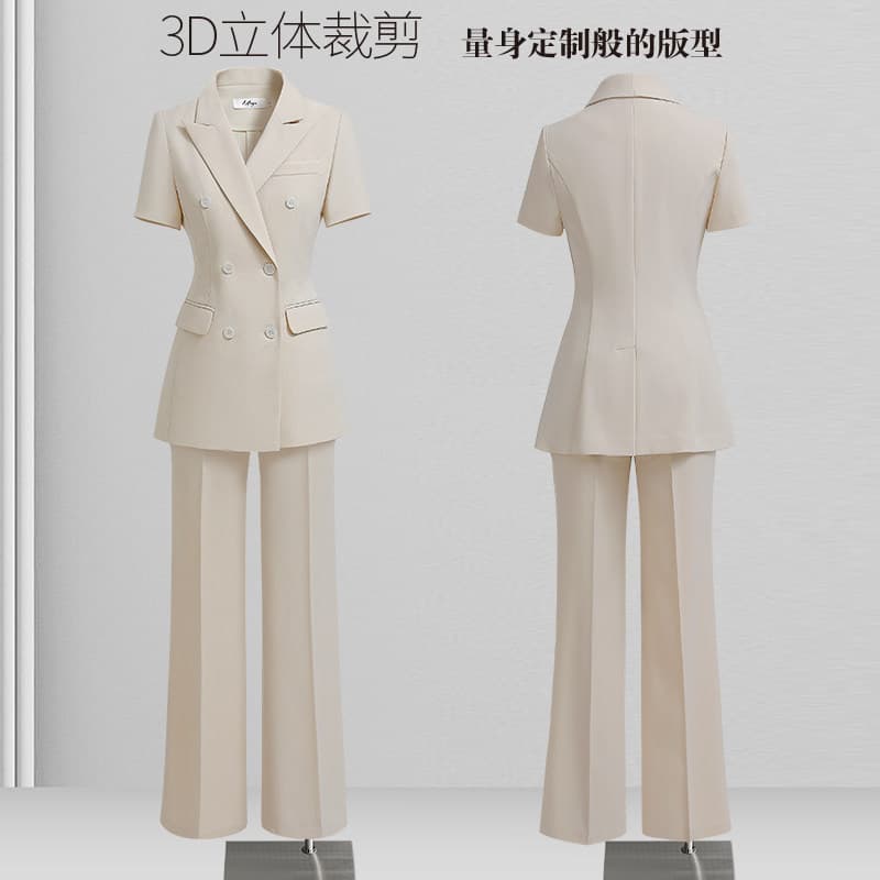 Wide-leg pants suit suit for women, high-end professional attire, temperament goddess Fanmi white commuter suit, summer thin style