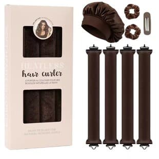 No-Heat Curling Rod + Sleep Cap Set, Color Box Packaging, Wide Brim Solid Color, Effortless Cross-Border Style, Damage-Free, New Large Waves