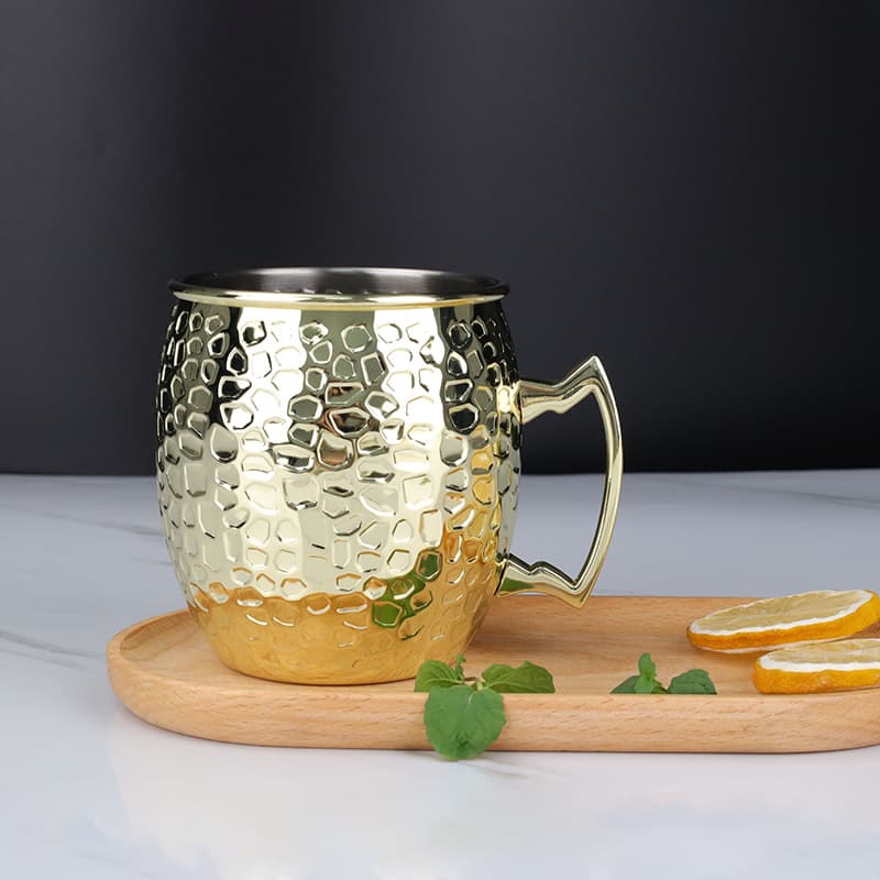 304 Stainless Steel Moscow Mule Cup Hammered Metal Vintage Copper Mug Cocktail Cup Beer Mug