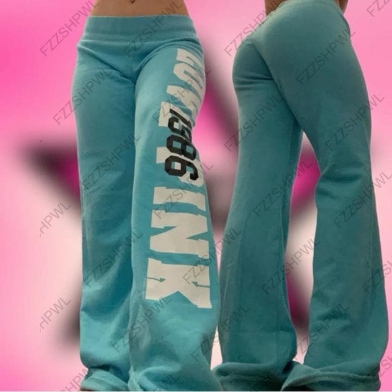 2025 American Wide-Leg Sweatpants Love Pink Letter Print Cross-Border Trendy Unisex Loose Casual Pants
