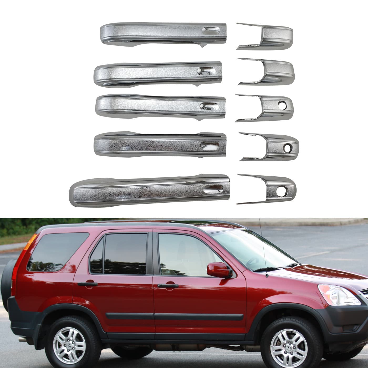 Compatible with 2003-2005 Honda CRV Door Handle Chrome Trim, 2006 CRV Handle Cover Chrome Modification Accessories
