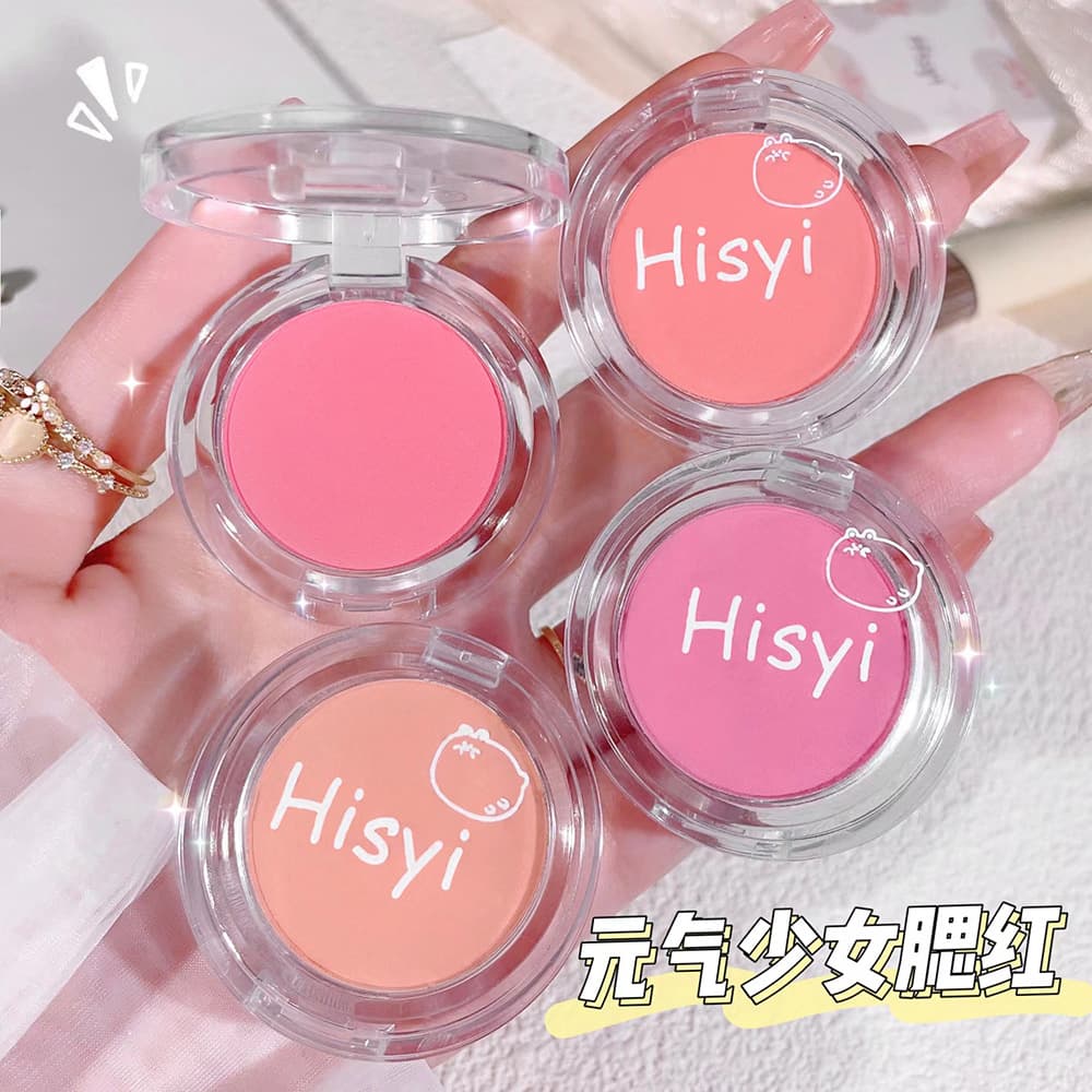 HISYI Soft Matte Blush, compact and convenient, natural nude matte single-color brightening and contouring blush powder