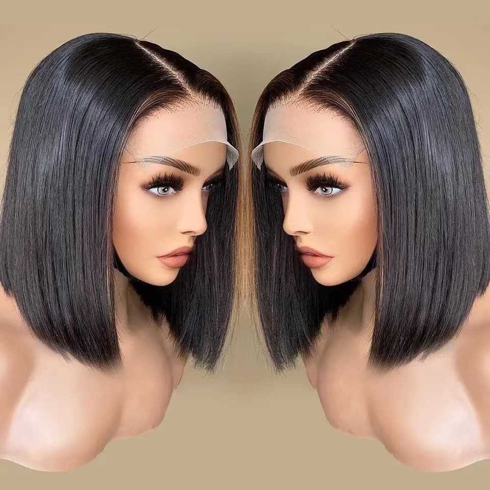 Bob Human Hair Wigs Body Wave Front Lace Short Hair Bob Wig Cap Natural Looking for Ladies That Can Be Dyed And Permed