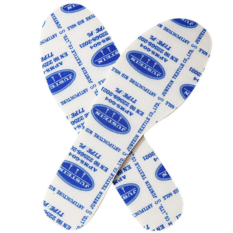 Anti-puncture midsole fabric material, safety and work shoe midsole layer