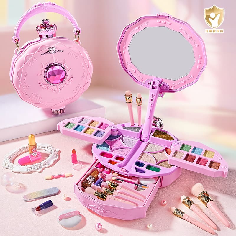 Kids Cosmetics Makeup Toy Set Princess Vanity Washable Pretend Play Girls Birthday Gift Beauty Kit