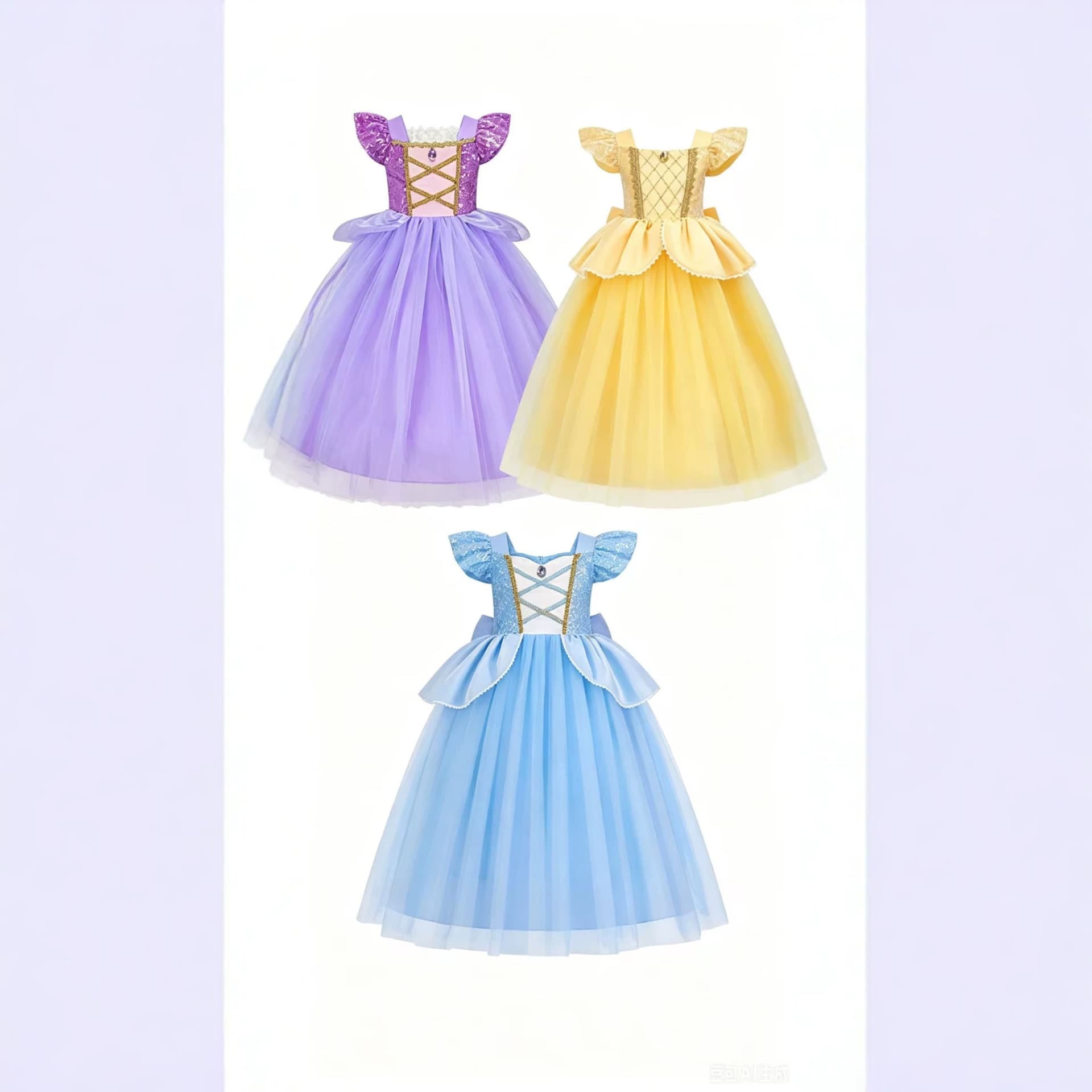 Halloween Girls Dress Cosplay Costume Cinderella Flutter Sleeve Tulle Tutu Princess Dress for Kids