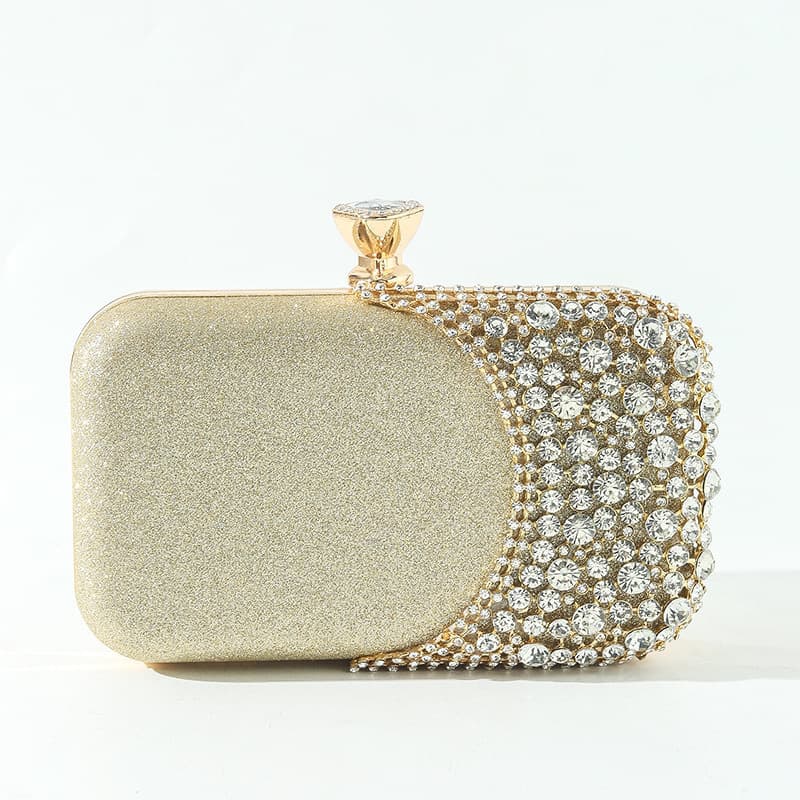 Elegant Evening Clutch Bag Diamond Embellished Handbag Single Shoulder Crossbody Dress Bag for Women Stylish Acrylic Bamboo Knot Bag