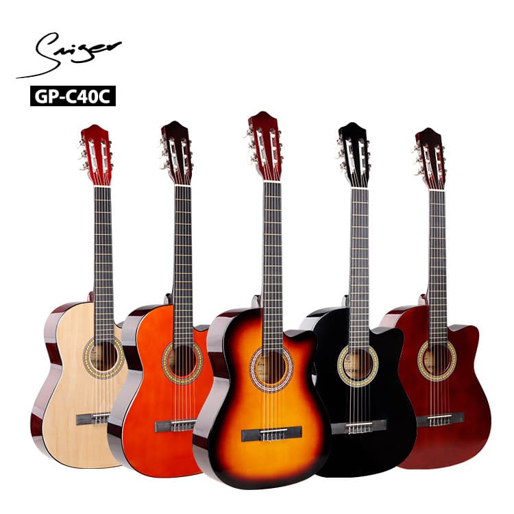 Source Guitar Factory 39-inch Cutaway Classical Wooden Guitar, Can Be Equipped with Pickup, Beginner Practice Guitar