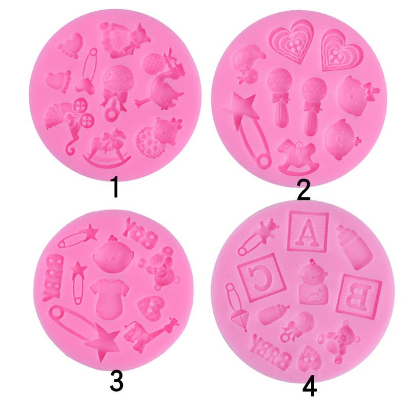 Flip Sugar Baby Carriage Footprint Milk Bottle Letter Chocolate Mold Cup Cake Decoration Baking Mold