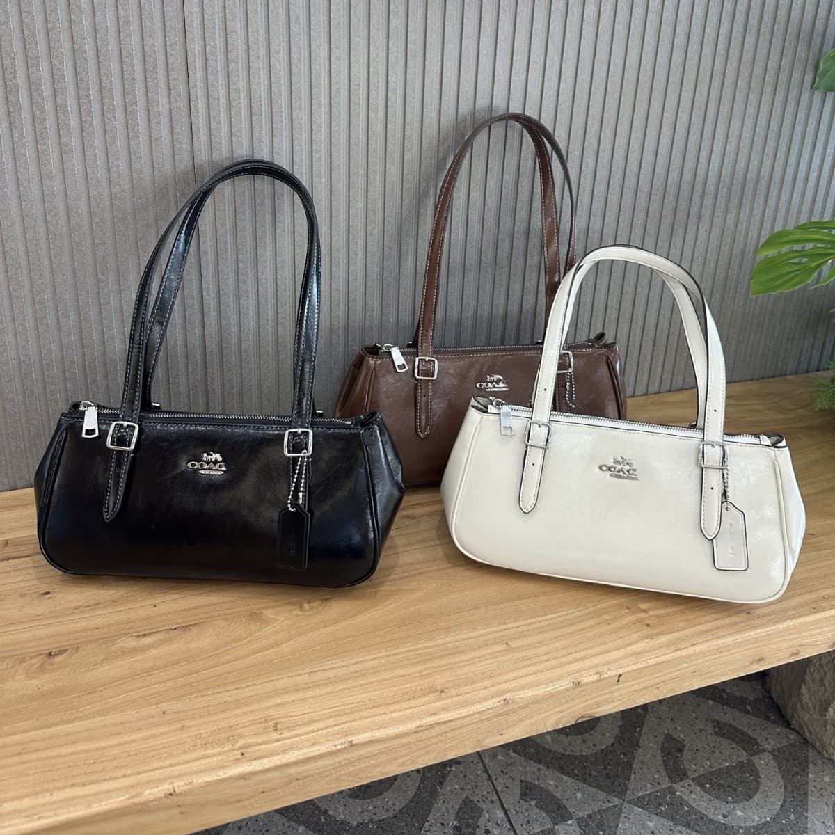25 Coach New Asher Vintage Waxed Leather Baguette Armpit Bag Minimalist Shoulder Crossbody Handbag Tote