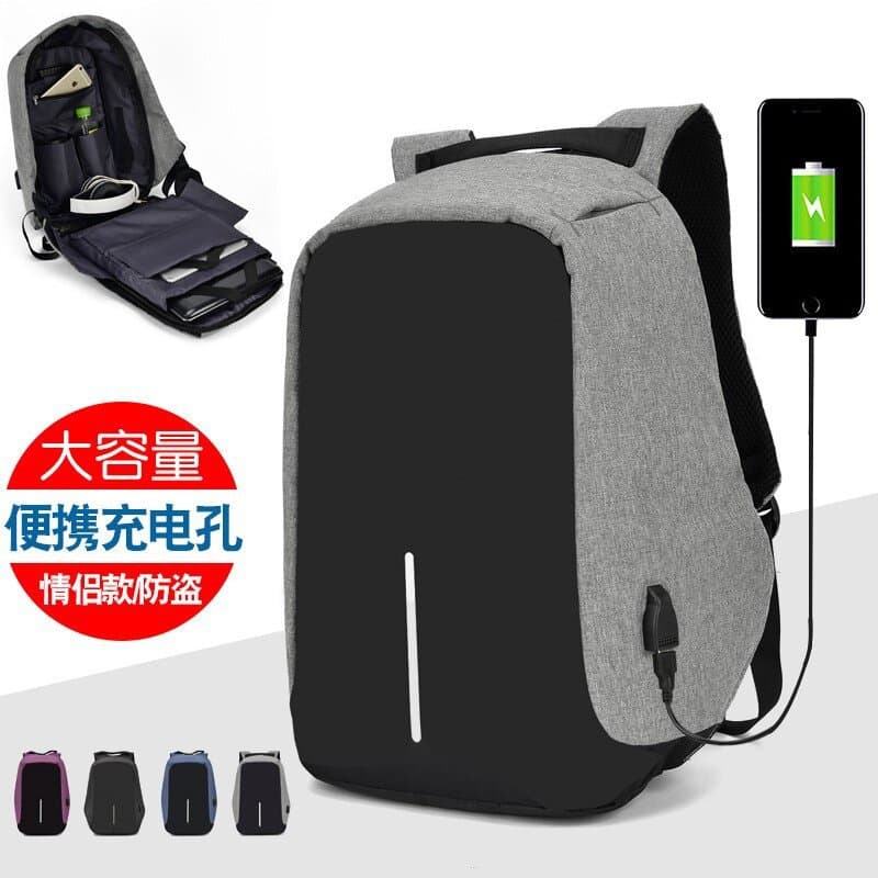 Men's Large Capacity Oxford Cloth Double Shoulder Bag Night Light Anti-theft Computer Bag Simple Casual Style Double Strap
