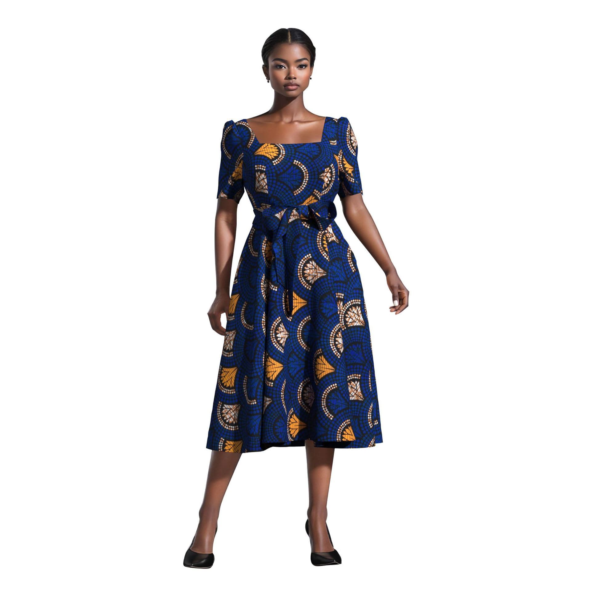 African style traditional ethnic women's midi dress print plus-size gown robe Ankara clothing