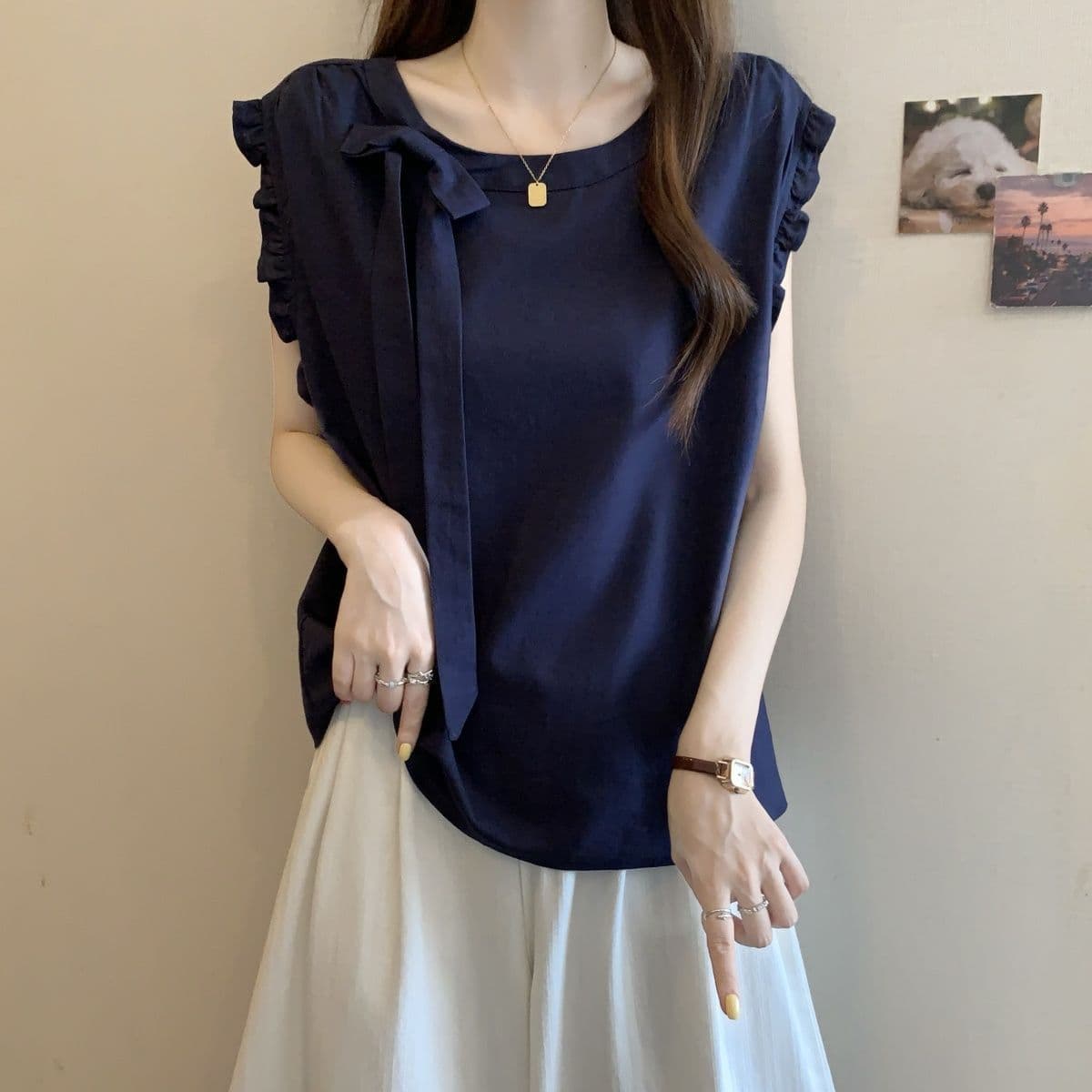 Plus Size 3D Bow Vest for Women Summer New Loose Fit Slimming Cover-up Outerwear Sleeveless Top