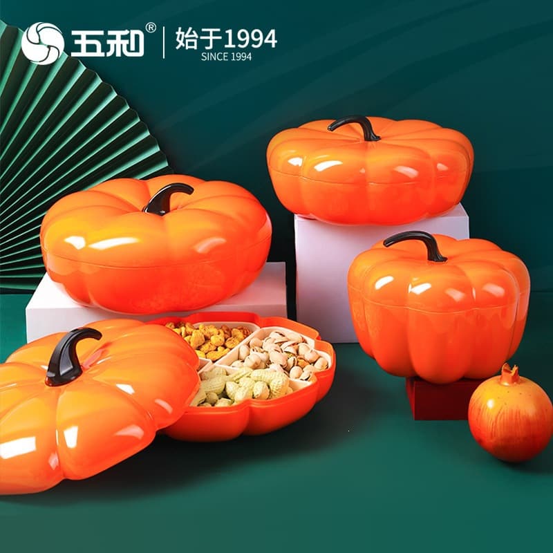 Wuhe Pumpkin Candy Box Snack Storage Divided Box Creative Chinese Style Living Room Chinese New Year Home Dried Fruit Box Nut Tray