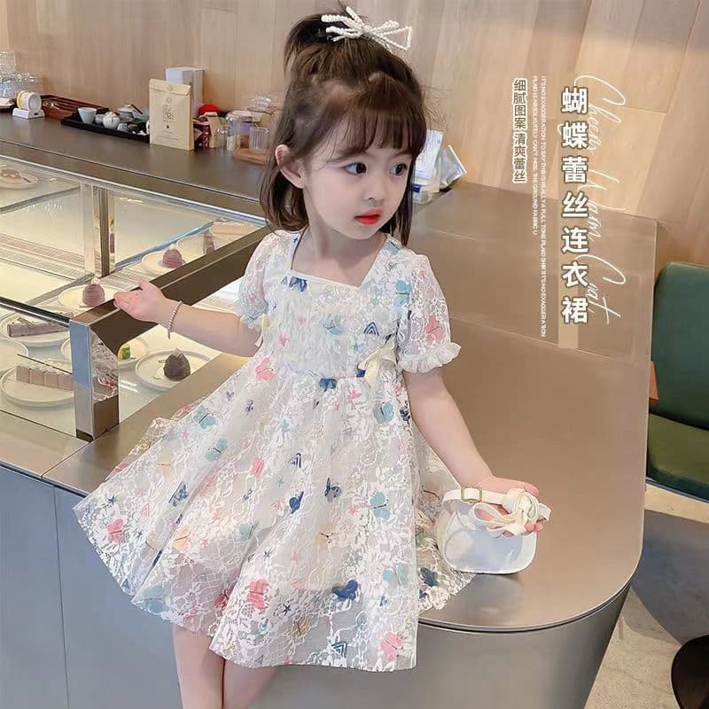 Baby Princess Dress for Girls 2025 Summer New Style Toddler Fashionable Children's Short Sleeve Tulle Skirt