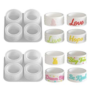 DIY Epoxy Relief English Gesture Polka Dot Four-Connected Candle Cup Base Mold Scented Plaster Candle Holder Silicone Mold
