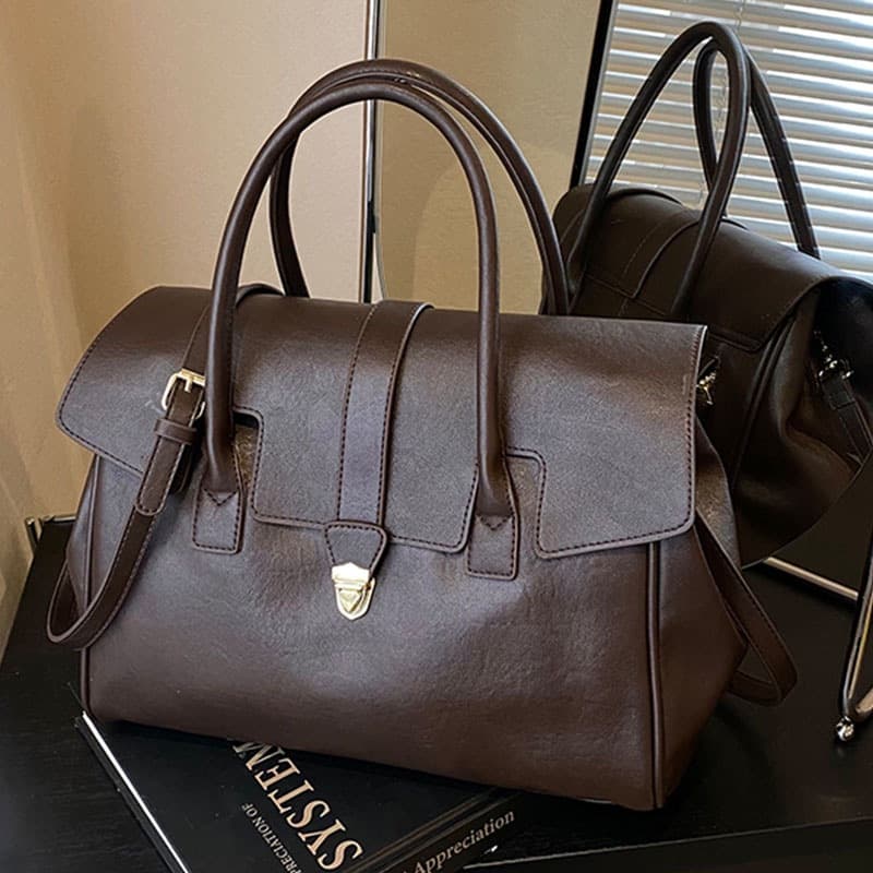 Women's Large Capacity Tote Bag, Fashionable Casual Shoulder Bag, Trendy Retro Style for Winter