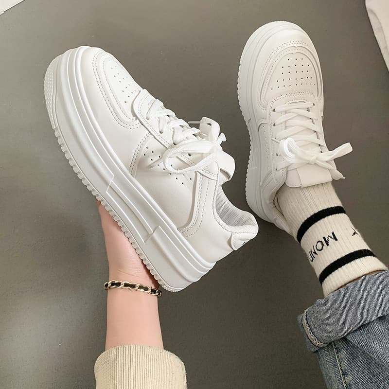 Thick Sole White Sneakers Women 2025 Spring Autumn New Korean Style Casual Board Shoes Student Leisure Shoes Classic Women's Shoes