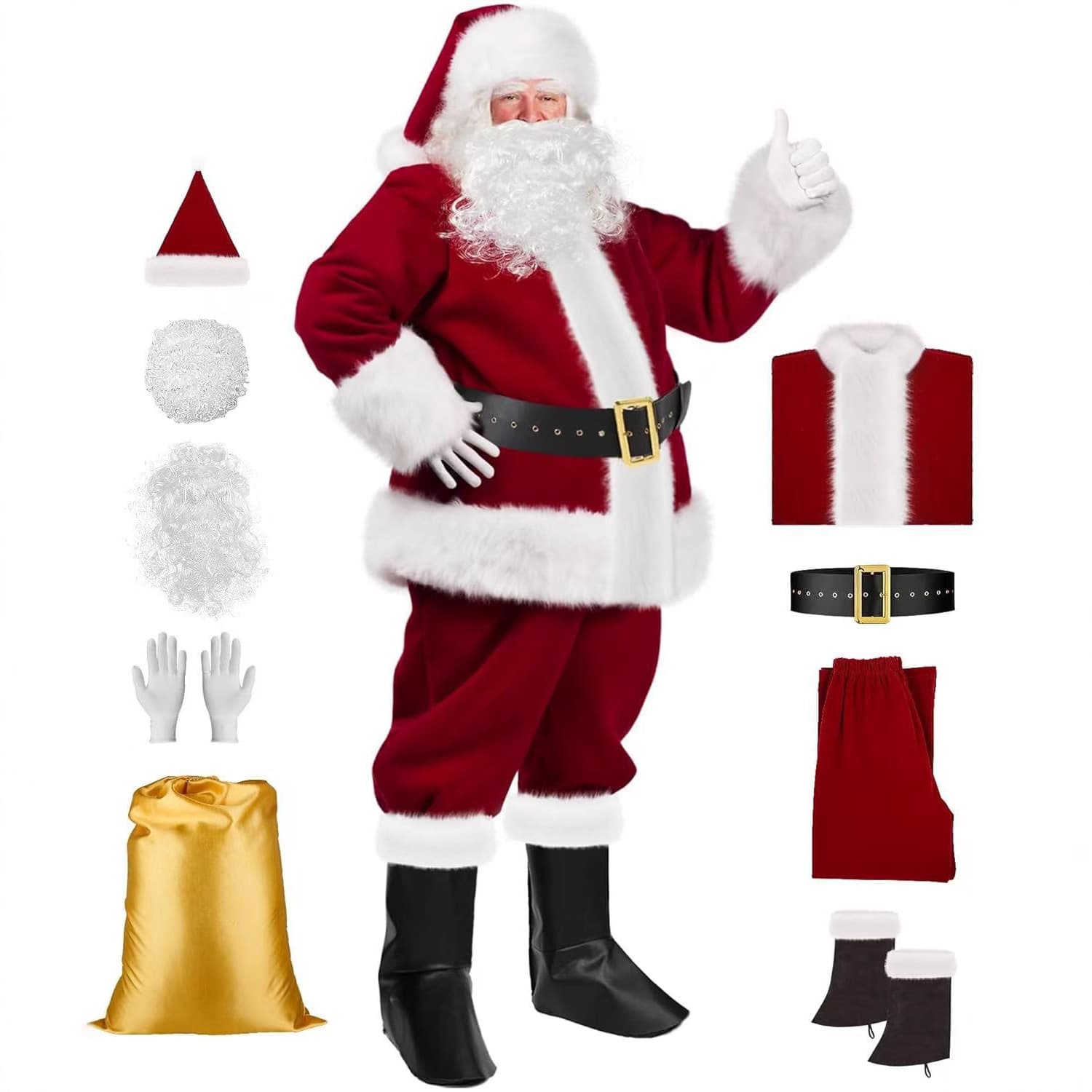 2025 Cross-border European & American Christmas Costume Elder Outfit Christmas Style Korean Velvet Santa Claus Suit Amazon