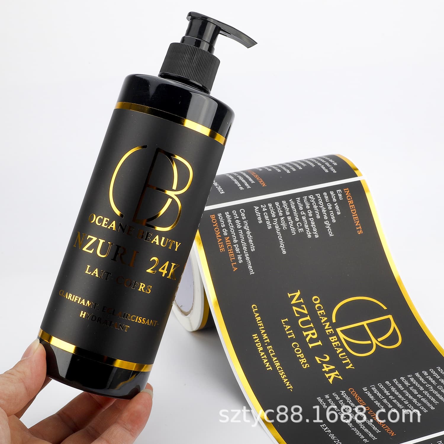 Custom Adhesive Label with Logo Gold Foil PVC Sticker Printing Color Transparent Sticker