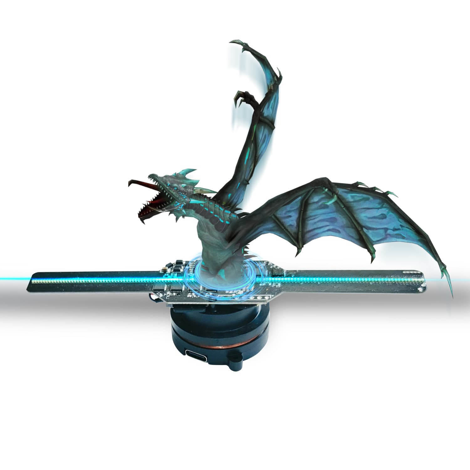Standing 14CM Naked Eye Holographic 3D Projection, Suspended Aerial Imaging, 3D Fan Screen, Rotating Advertising Machine Startup