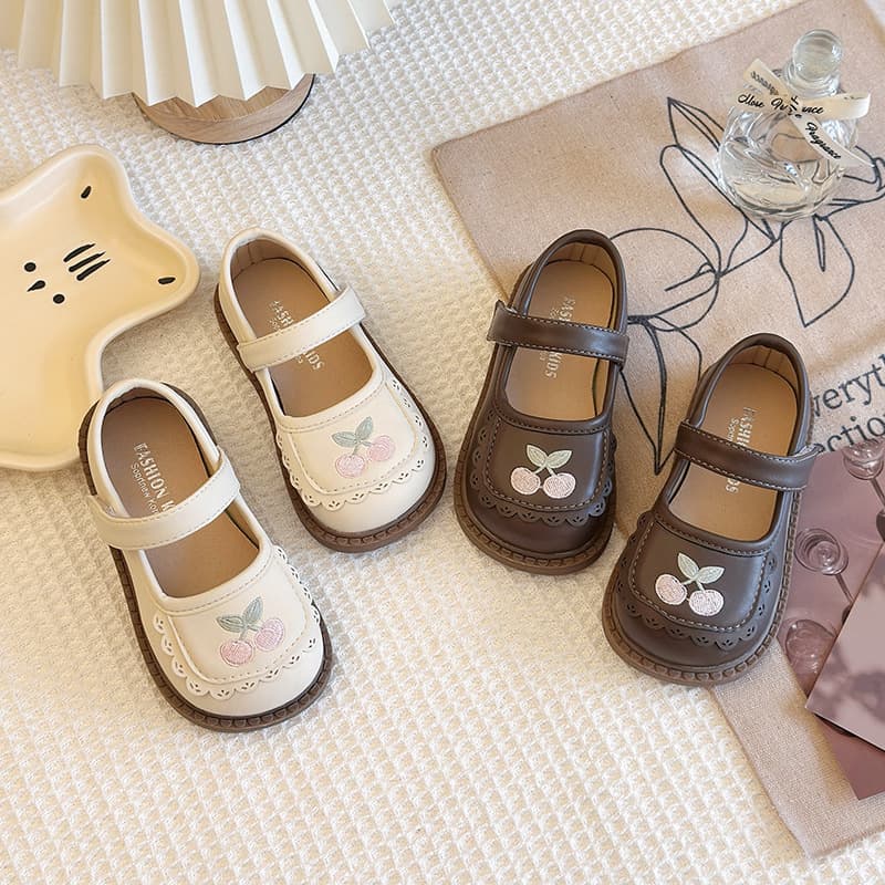 2025 Spring New Girls' Soft Sole Cherry Flats, Fashionable Toddler Performance Shoes