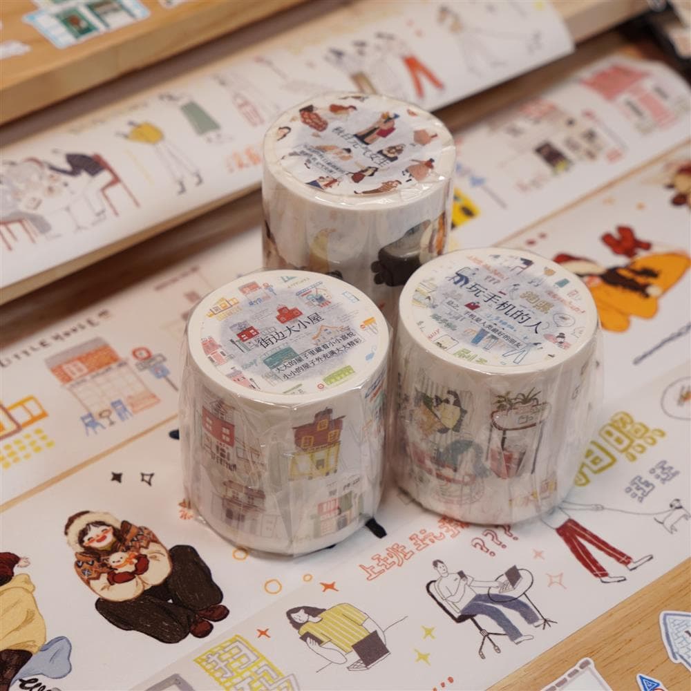 Fun Stationery 2025 Autumn Tape Play / People on the Way Home / Weird Cat Journal Tape Decorative Collage