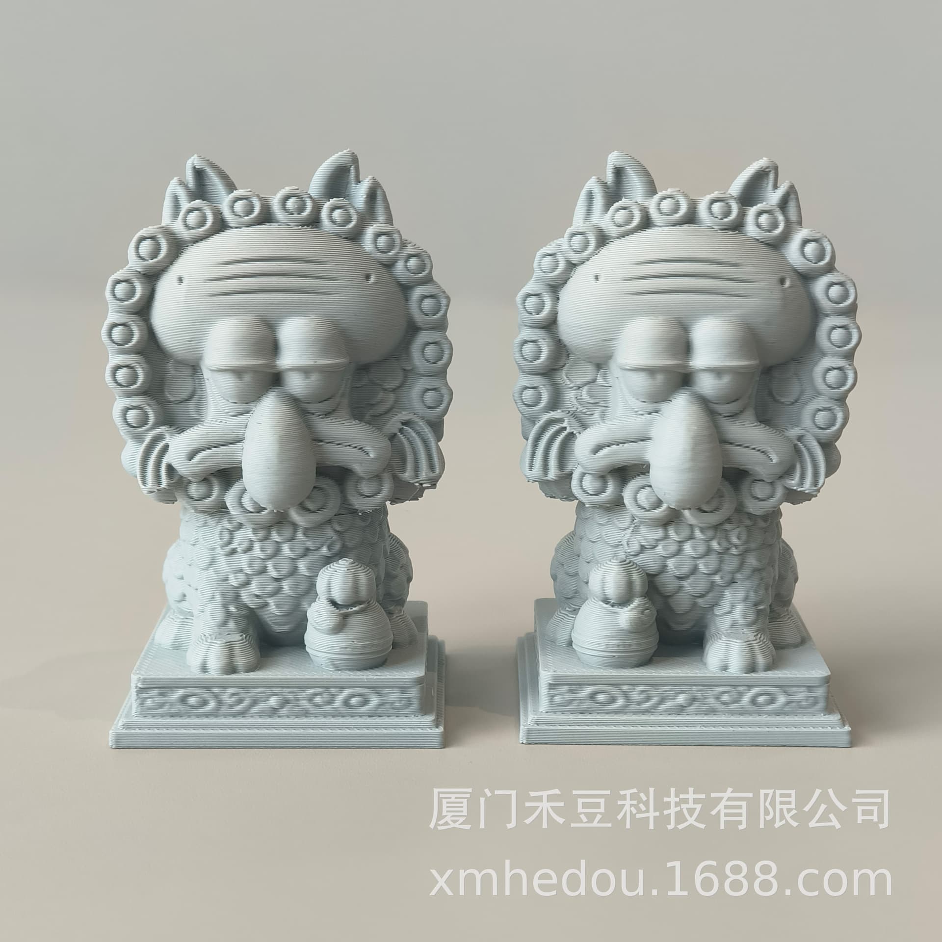 3D Printed Squidward Stone Lion Ornament SpongeBob Chinese Style Stone Lion Pair Desktop Decoration 3D Printed Ornament