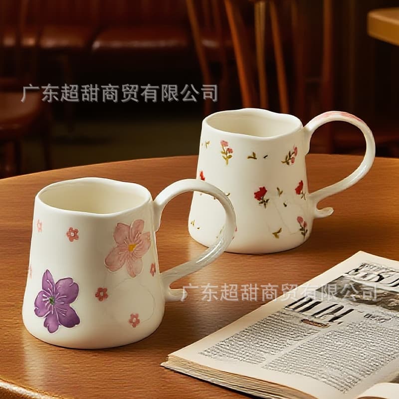 Hand-painted High-quality Ceramic Mug for Students, Water, Coffee, Afternoon Tea, Glazed Underneath, Stylish Cup