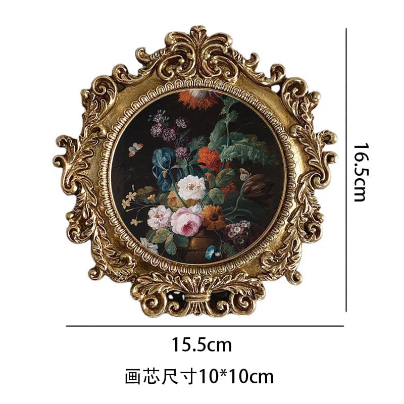 French Vintage Embossed Resin Small Photo Frame Hanging Painting Mirror Frame Background Wall Bedroom Decorative Painting European Style Ornament