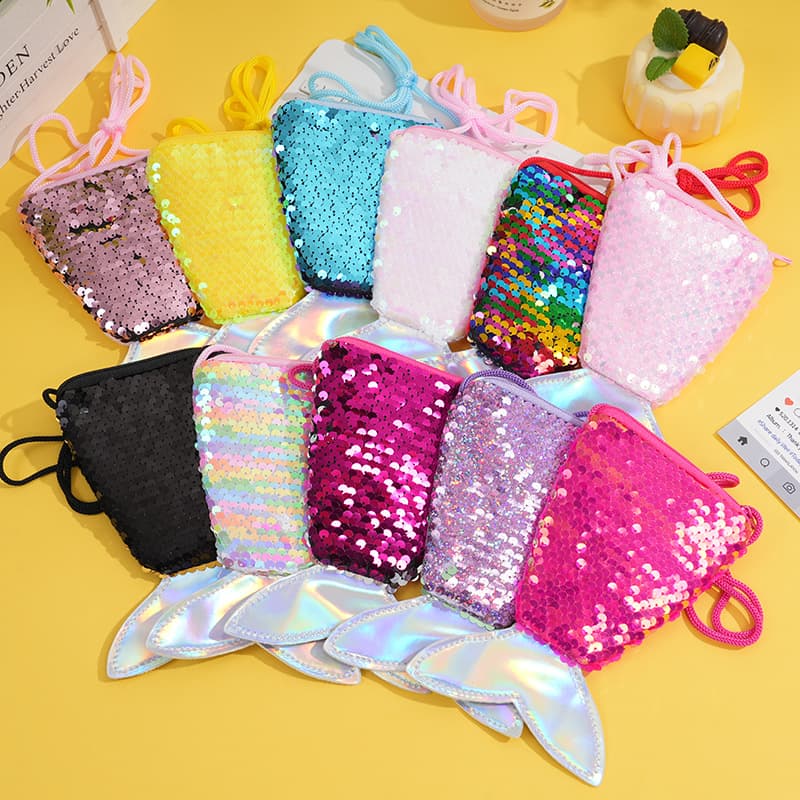 Cross-border Supply New Korean Style Sequined Mermaid Coin Purse Crossbody Bag Cute Student Backpack Storage Decoration