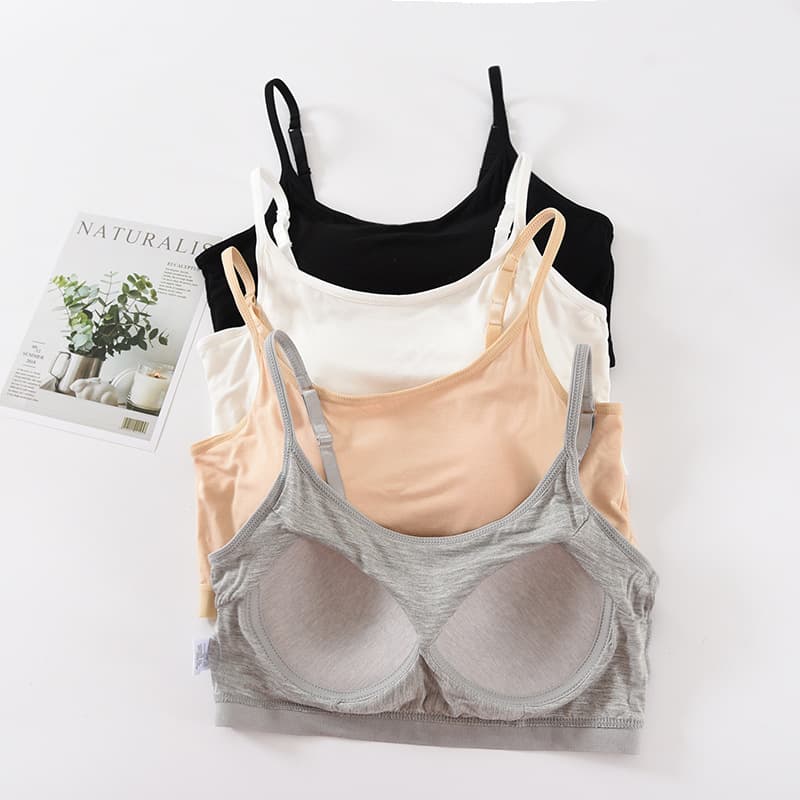 Wireless Modal Bralette with Chest Pad Women's Underwear Integrated Sponge Pad Wrap Chest Comfortable Full Cup Bra Top