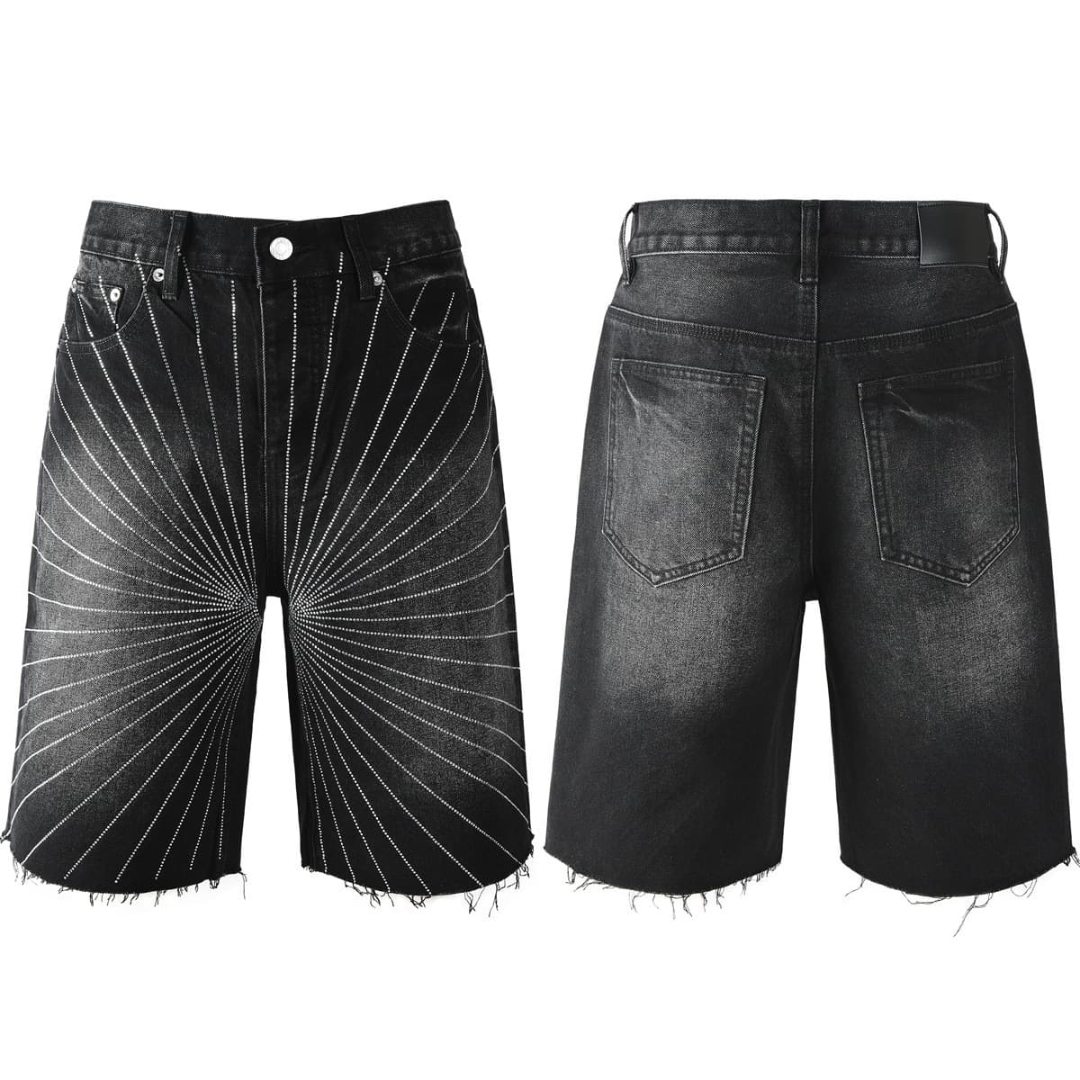 Foreign trade cross-border European and American trendy brand PURPLE denim shorts Street hip-hop hot diamond distressed denim shorts