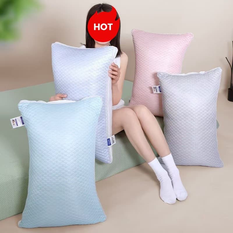 Cooling Bean Ice Silk SPA Pillow, Summer Breathable Cool Pillow Core for Cervical Support, Unisex Home Use Pair