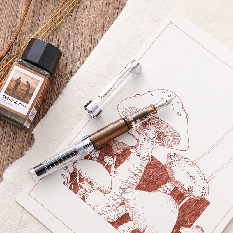 Caimo Fountain Pen Watercolor Drawing Line Pen Waterproof Ink Art Special Drawing Tool Ink Absorbing EF Nib Push-Type